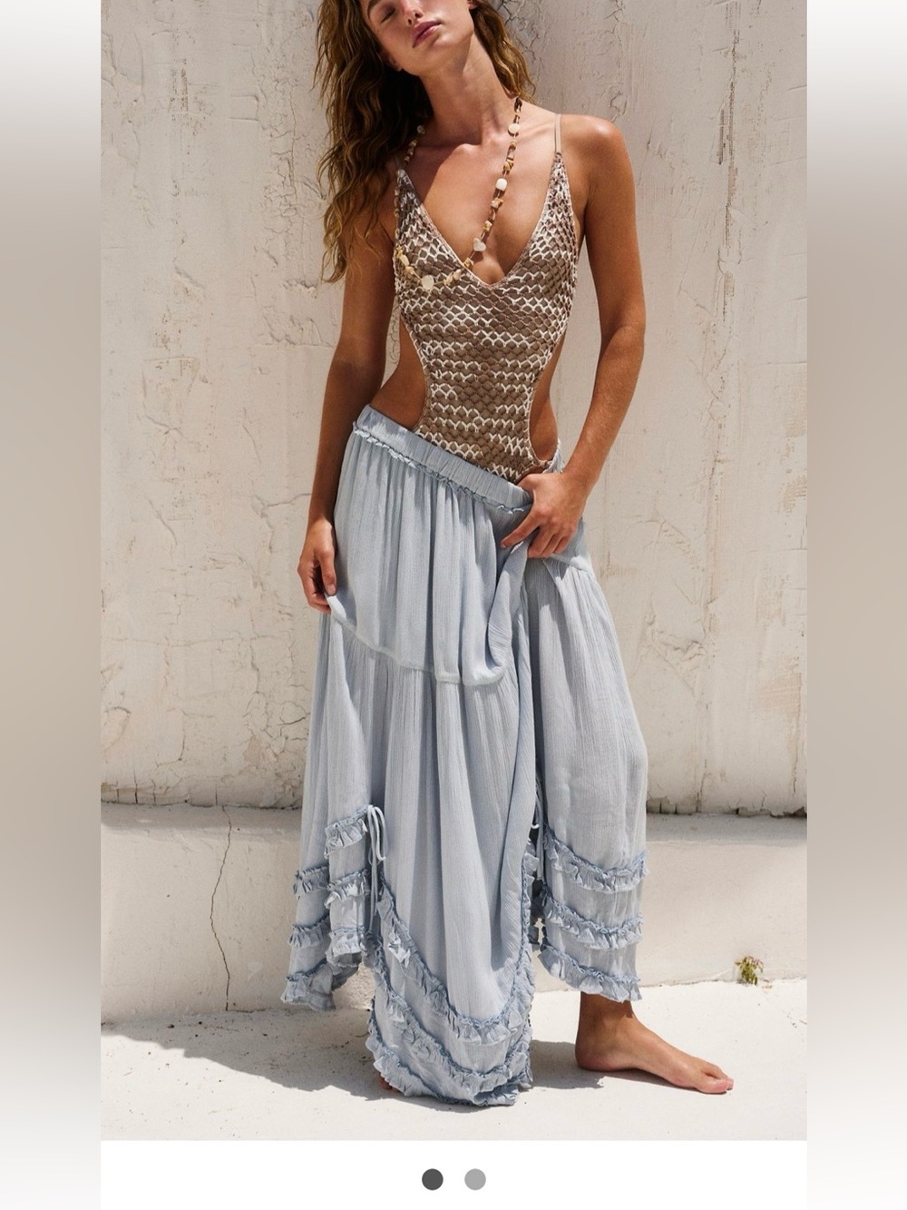 Vienna Midi Skirt.  Pearl Blue